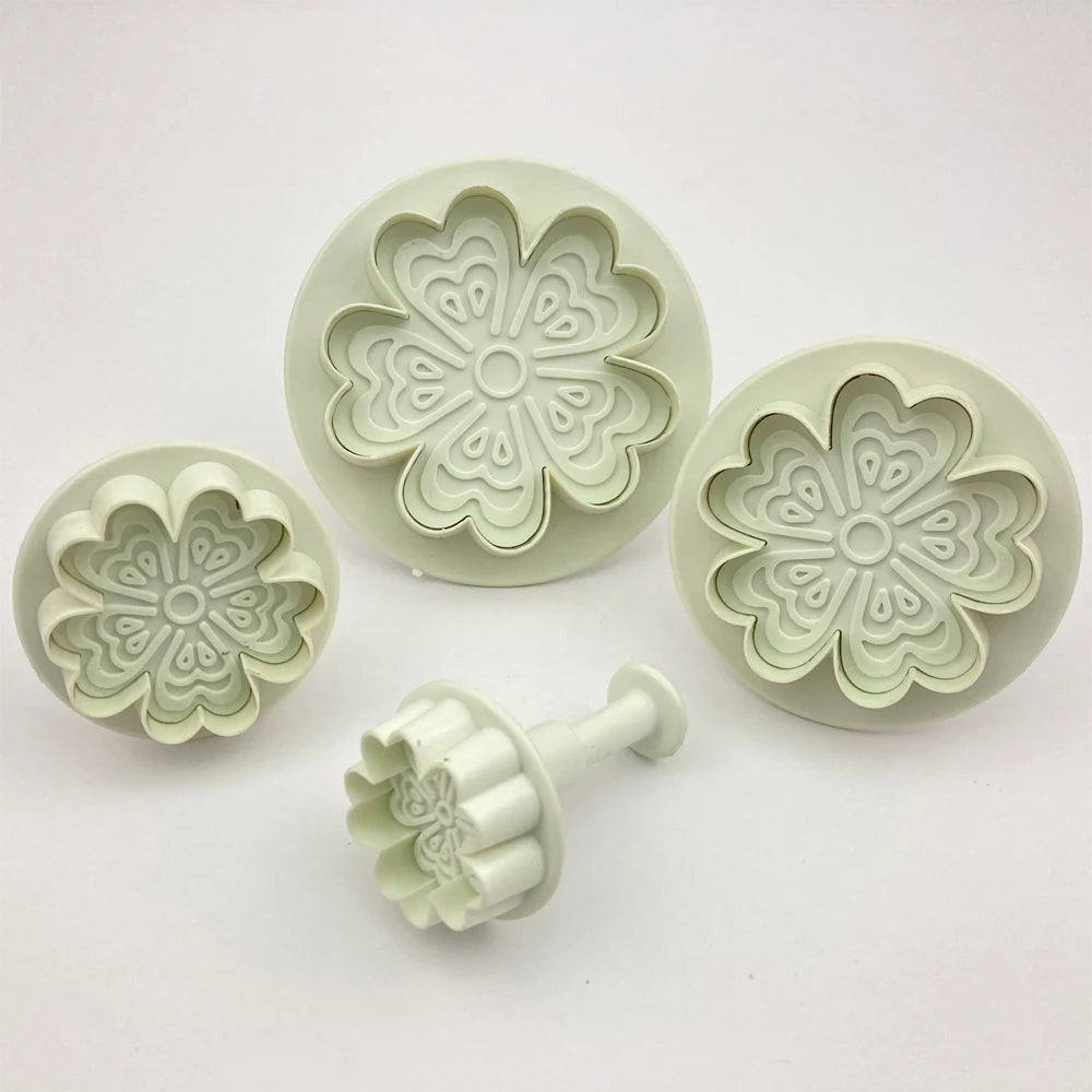 4 Moldes Flor 5 Hojas con Eyector