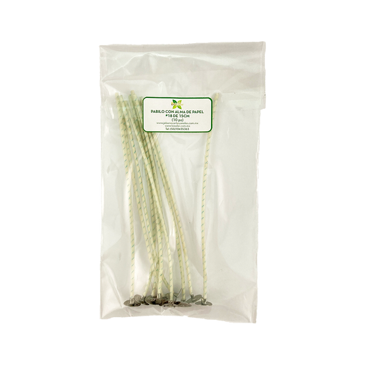 Pabilo con alma de papel #18 15cm para velas de 3cm a 5 cm de circunferencia 10 Piezas