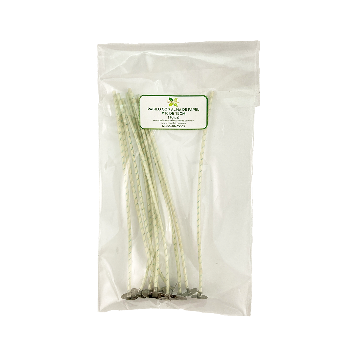 Pabilo con alma de papel #18 15cm para velas de 3cm a 5 cm de circunferencia 10 Piezas