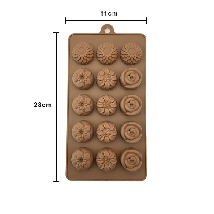 Molde de Silicón 15 Flores Variadas