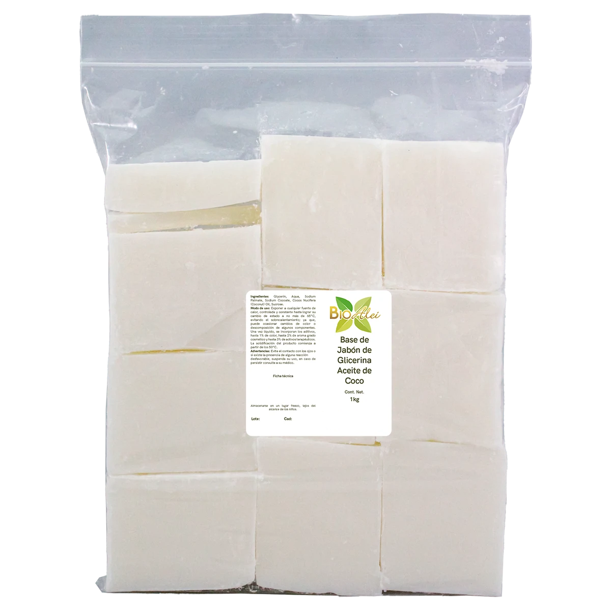 Base de Jabón de Glicerina 100% Aceite de Coco 1Kg