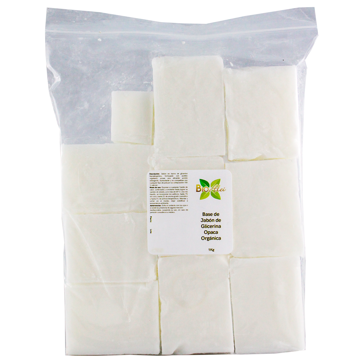 Base De Jabón De Glicerina Orgánica, Opaca/Blanca 1Kg